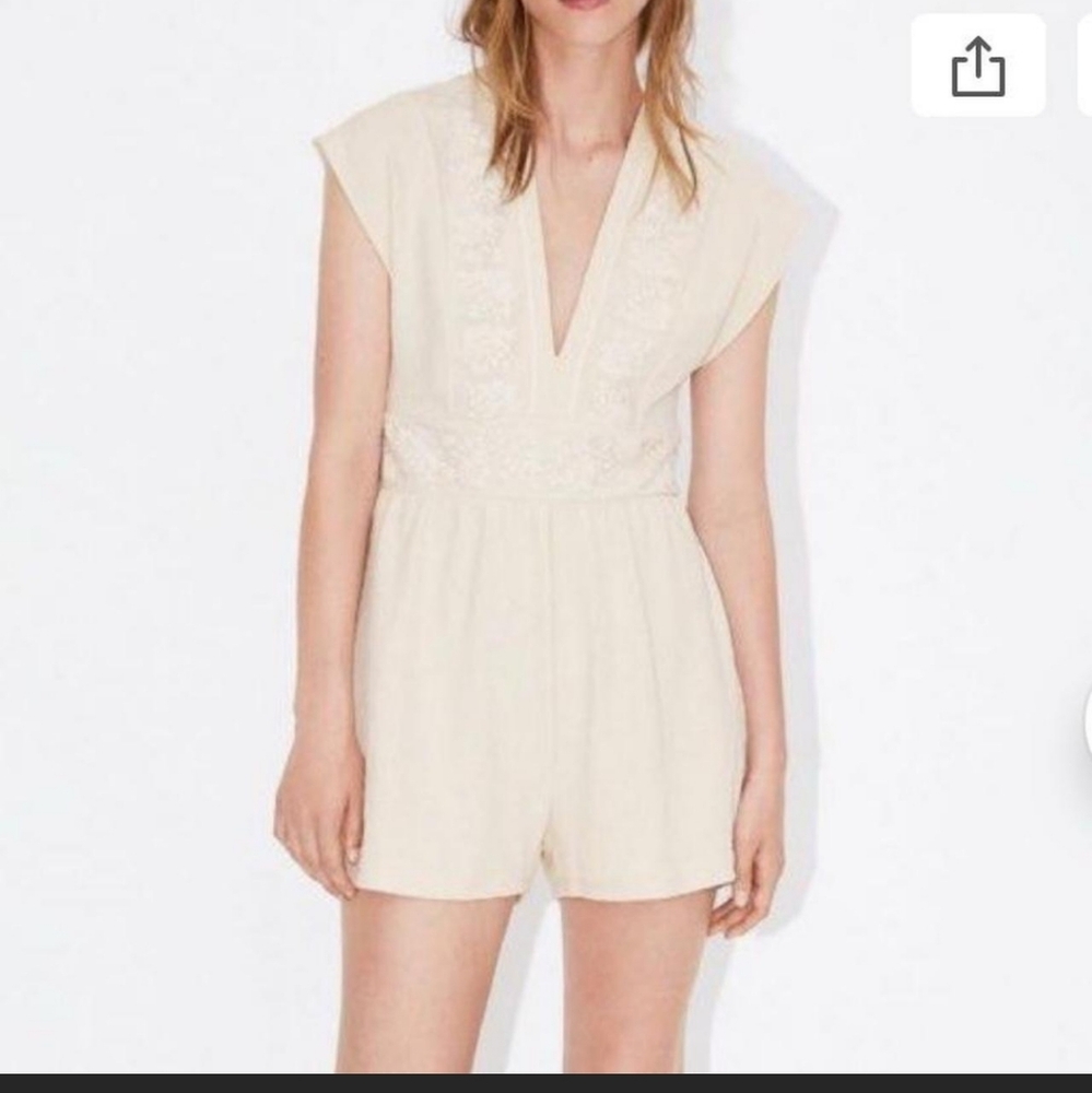 Zara Cream Backless Lace Dress Size S